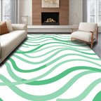 Wavy Green Intertwining Lines Pattern Rug
