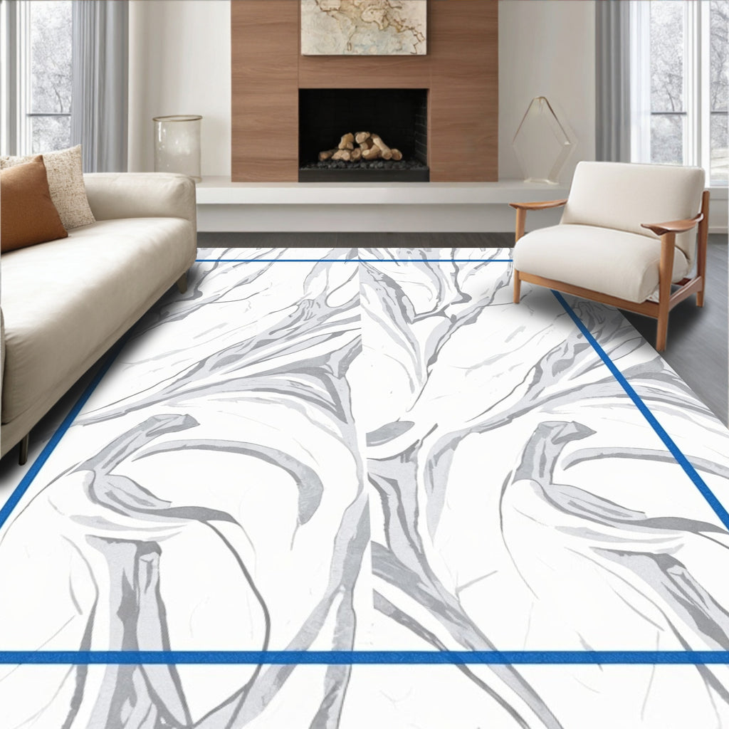 Abstract Swirls Monochrome Pattern Rug
