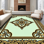 Ornate Black Gold Floral Classic Rug