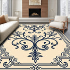 Elegant Floral Vine Scroll Design Rug