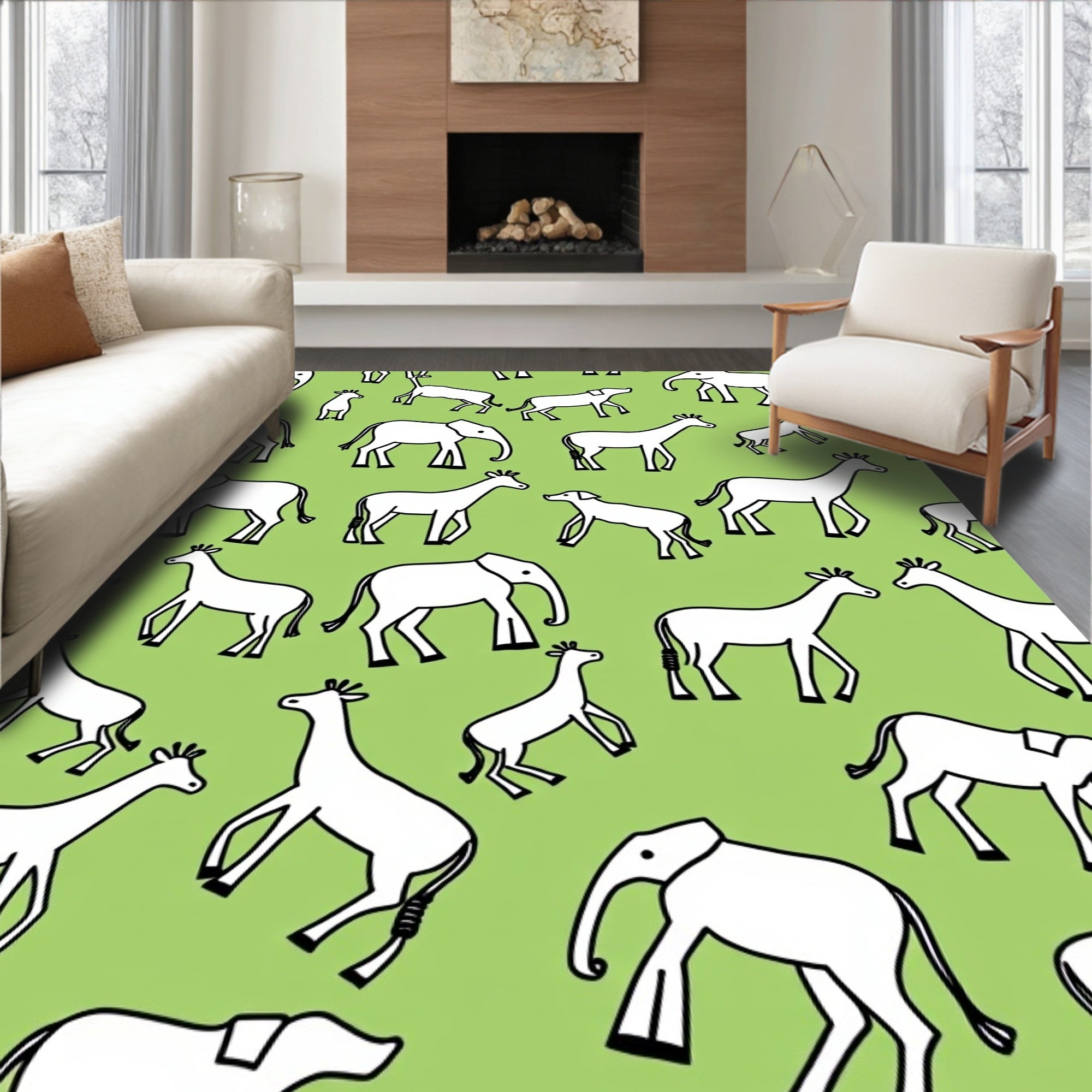 Whimsical Animals Pattern Rug