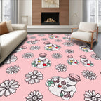 Pink Daisy Perfume Bottle Collage Rug