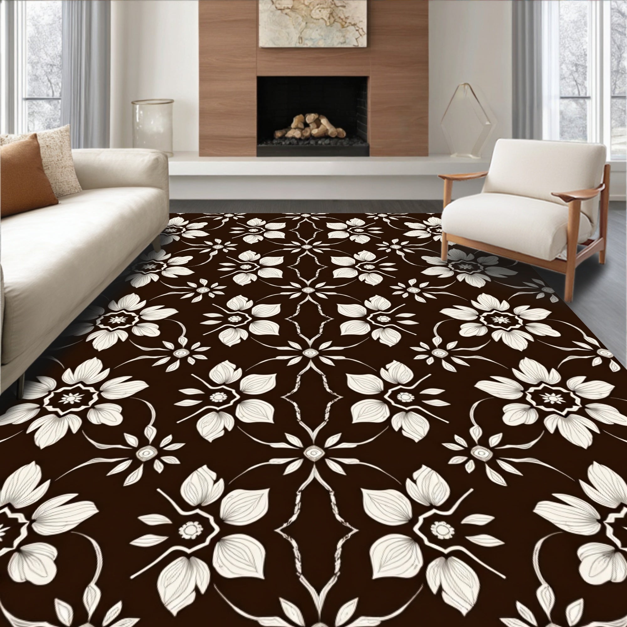 Classic Floral Vines Pattern Design Rug