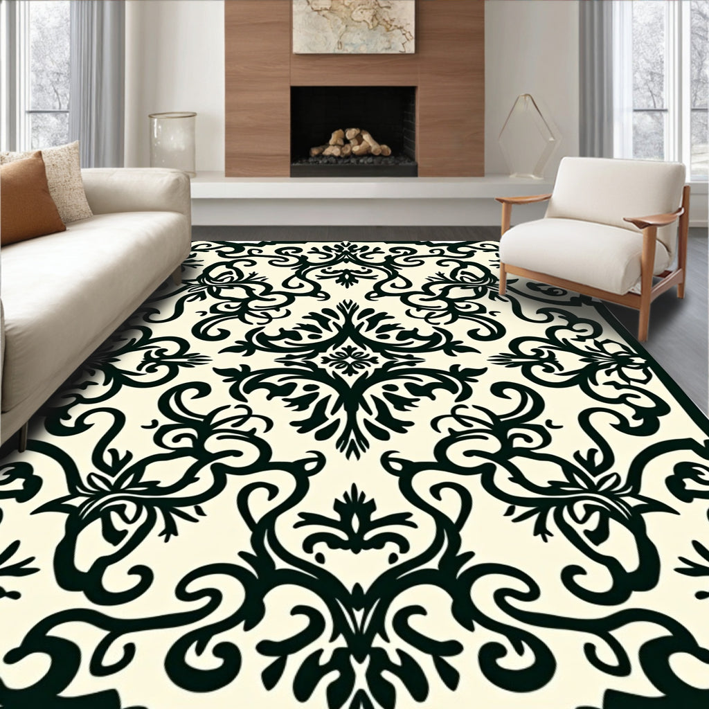 Damask Floral Patterned Classic Rug