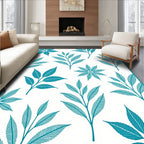 Teal Botanical Pattern Design Rug