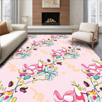 Pink Floral Swirl Abstract Pattern Rug