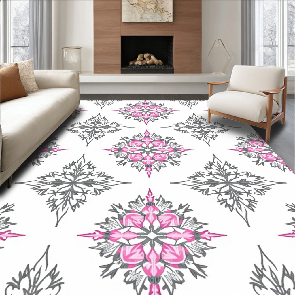 Pink Gray Medallion Artful Bloom Rug