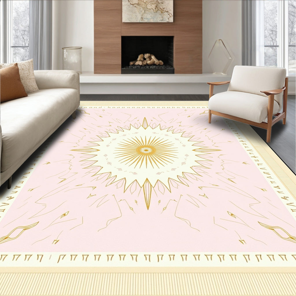 Radiant Sunburst Geometric Pattern Rug