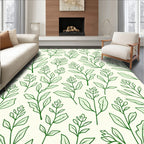 Green Leafy Branch Pattern Rug