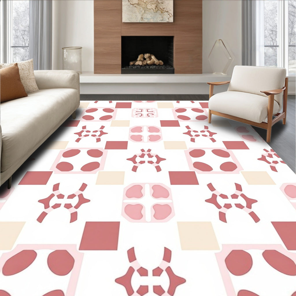 Art Deco Pink Geometric Pattern Rug