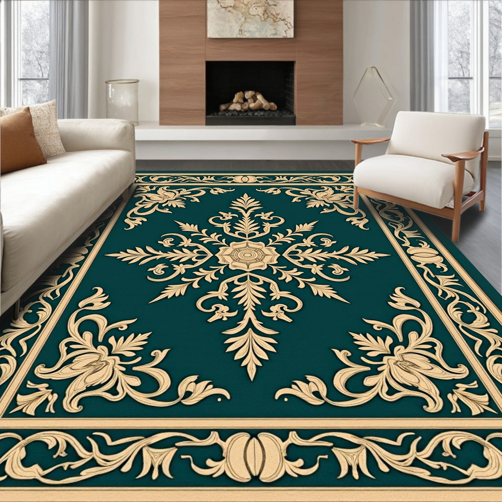 Elegant Floral Scrollwork Frame Design Rug