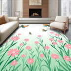 Colorful Butterflies Meadow Flowers Rug
