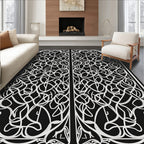 Intricate Swirl Black White Design Rug