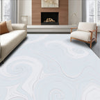 Abstract Swirls Light Blue White Rug
