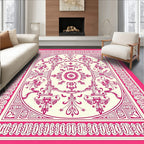 Elaborate Pink Floral Central Medallion Design Rug