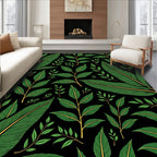 Green Leaf Pattern Tropical Design Rug