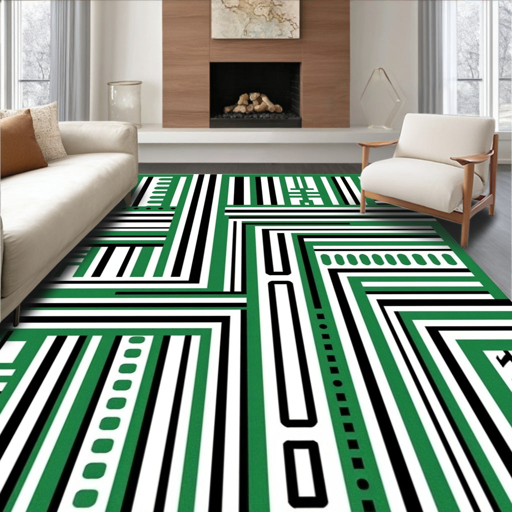 Striped Geometric Pattern Rug