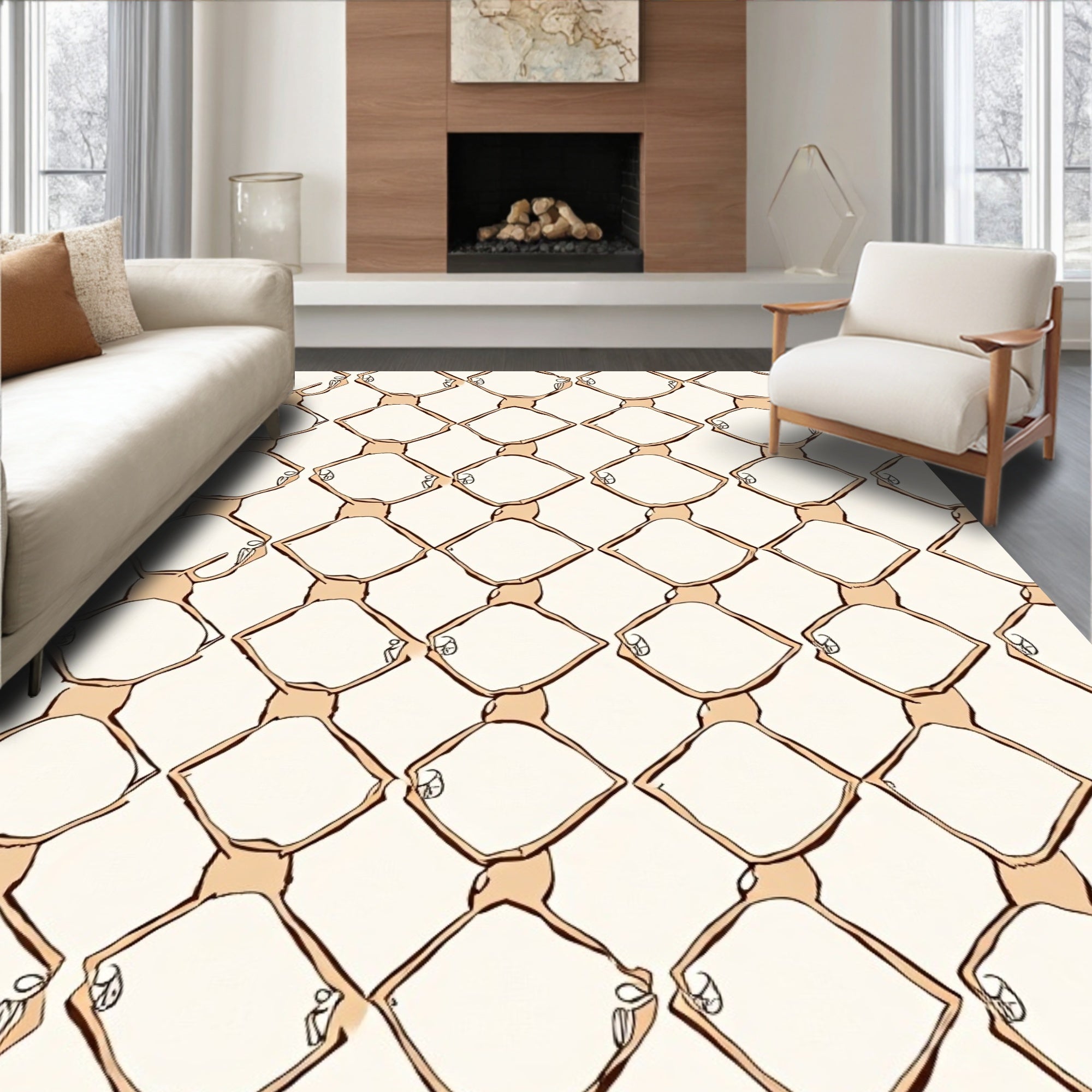 Abstract Humanoid Diamond Pattern Rug