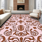 Ornate Brown Floral Swirl Accent Rug