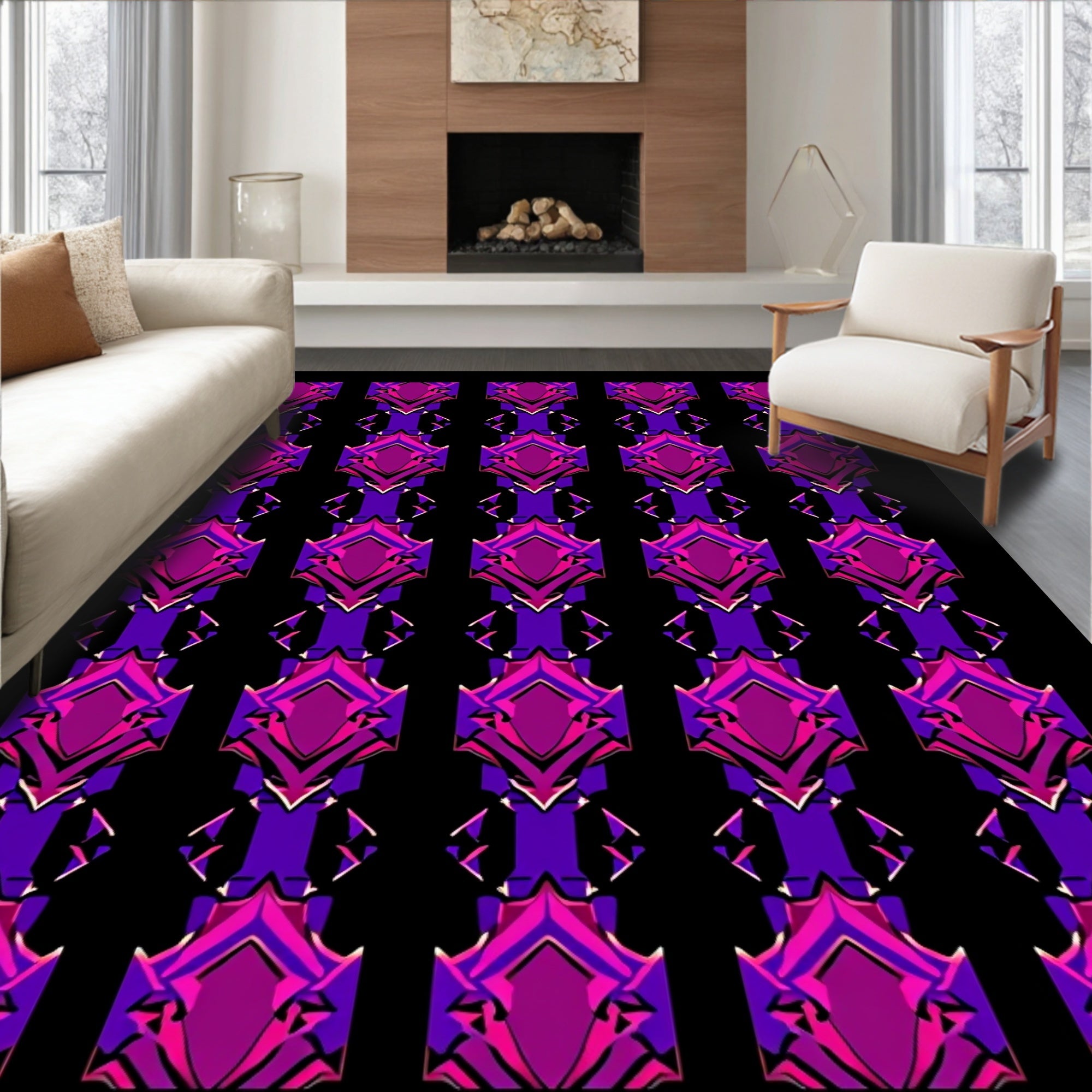Bold Jewel-Toned Geometric Pattern Rug