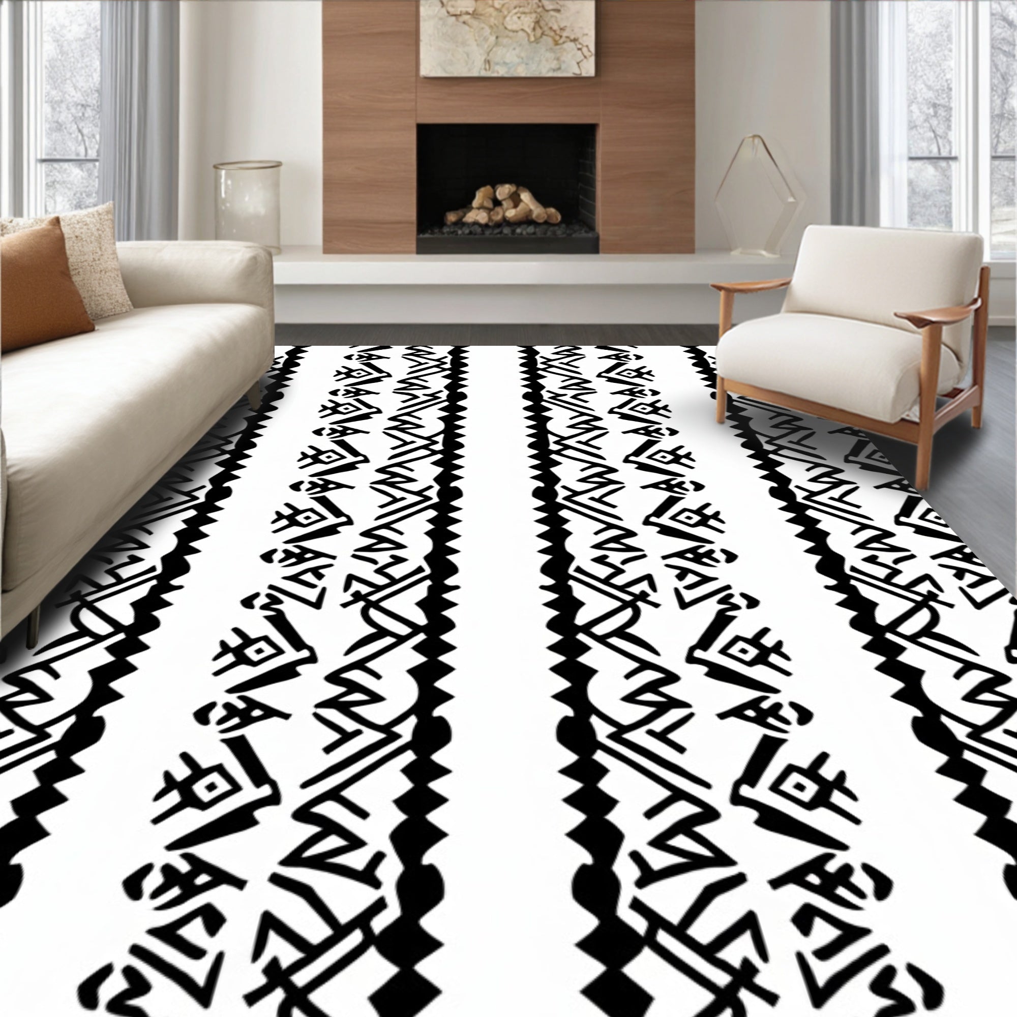 Tribal Stripes Geometric Pattern Design Rug