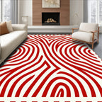 Abstract Red White Swirl Rug