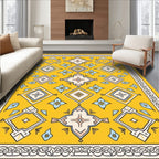 Golden Yellow Geometric Floral Medallion Rug