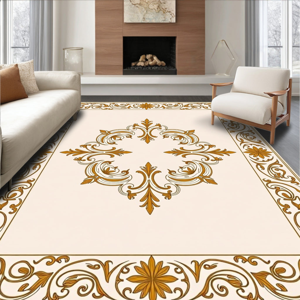 Damask Inspired Filigree Pattern Rug