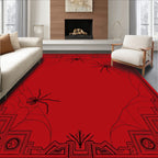 Art Deco Spiderweb Geometric Red Rug