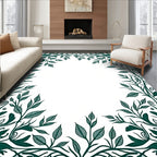 Emerald Green Botanical Vine Border Rug