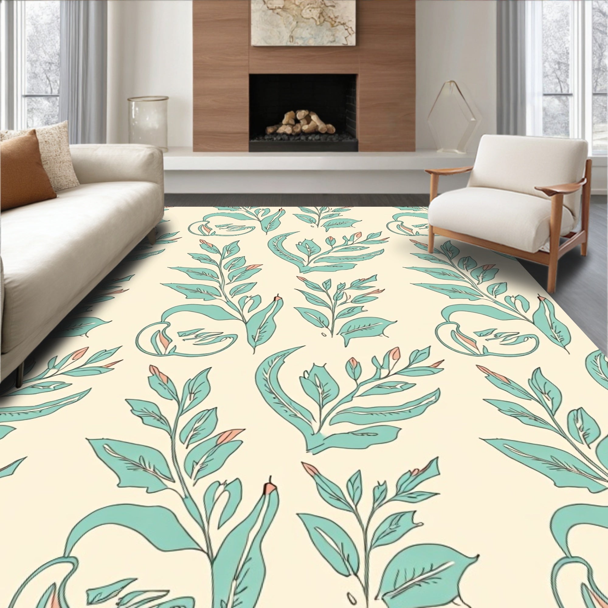 Organic Leaf Abstract Pattern Rug