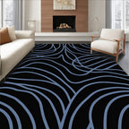 Abstract Wavy Blue Lines Rug
