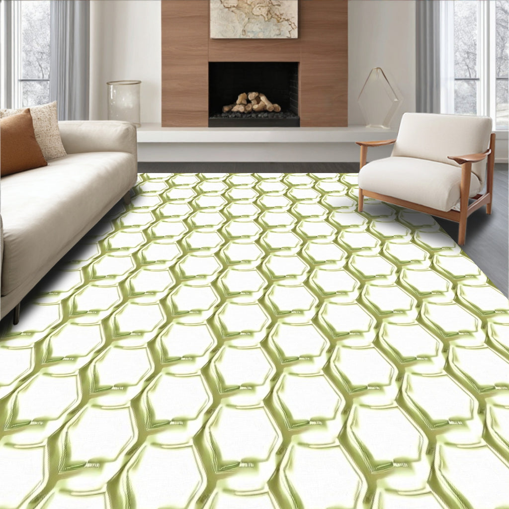 Metallic Honeycomb Geometric Pattern Rug