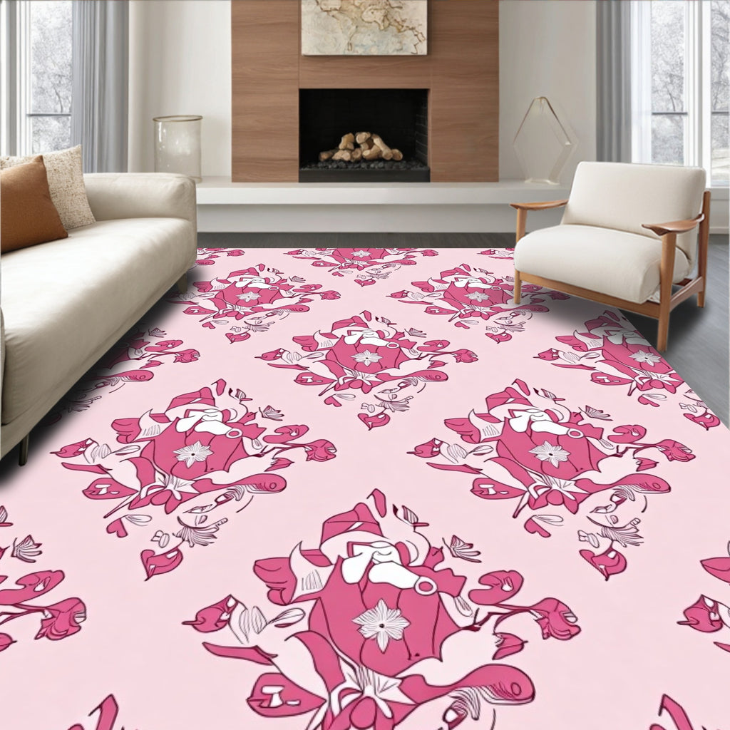 Pink Floral Medallion Repeat Rug