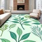 Green Leafy Botanical Pattern Design Rug