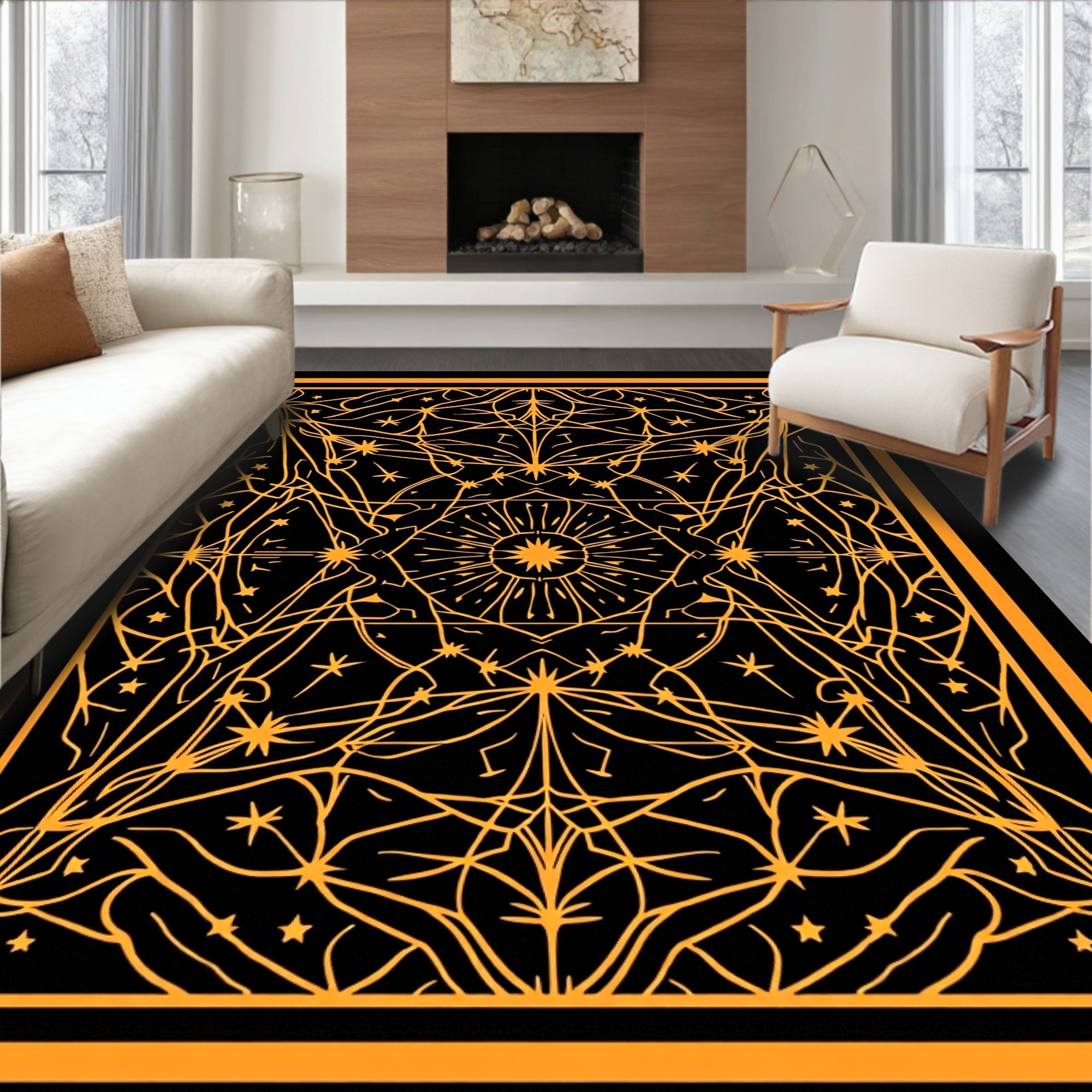 Mystical Sunburst Geometric Design Rug