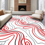 Abstract Red Heart Swirl Pattern Rug