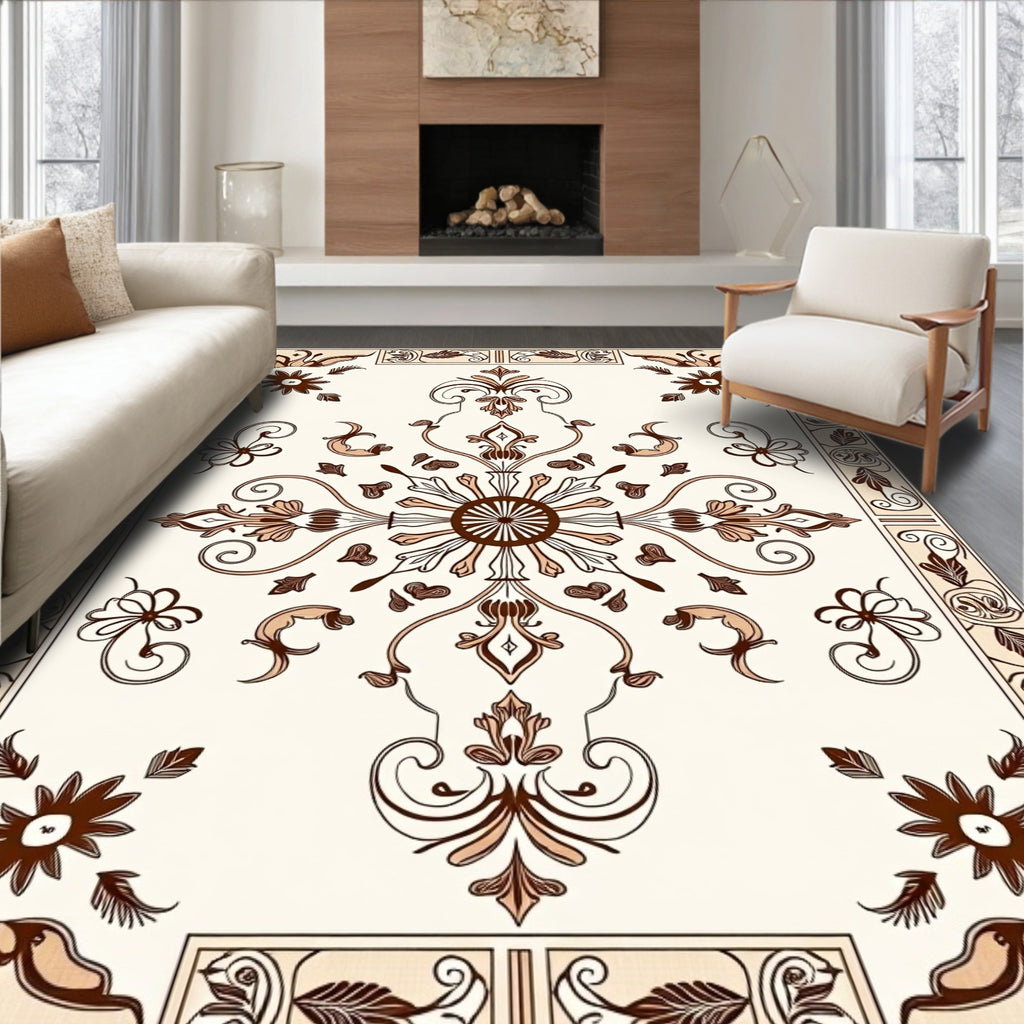 Vintage Floral Scrollwork Pattern Rug