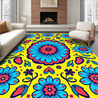 Vibrant Floral Design Bold Folk Pattern Rug