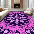 Mandala Pink Floral Symmetric Design Rug