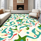 Abstract Organic Shapes With Red Dots Rug