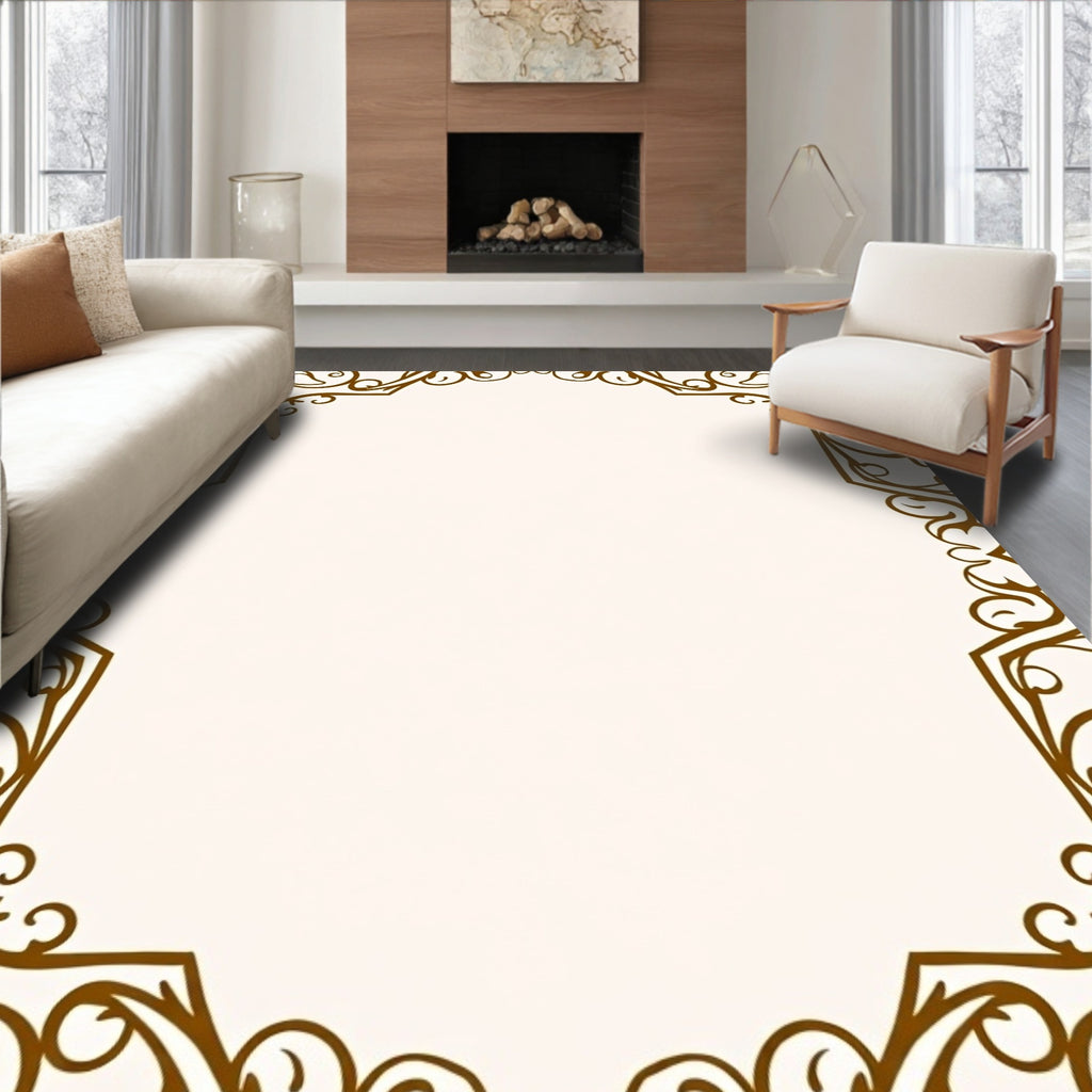 Ornate Flourish Border Design Rug