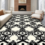 Bold Black Abstract Geometric Pattern Rug