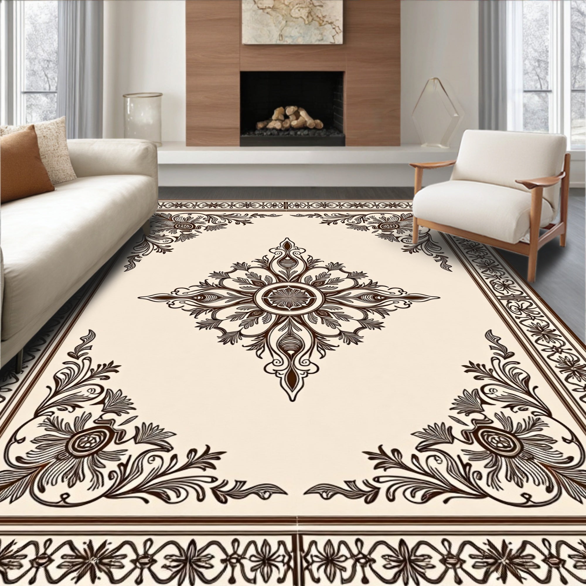 Ornate Laurel Floral Medallion Rug
