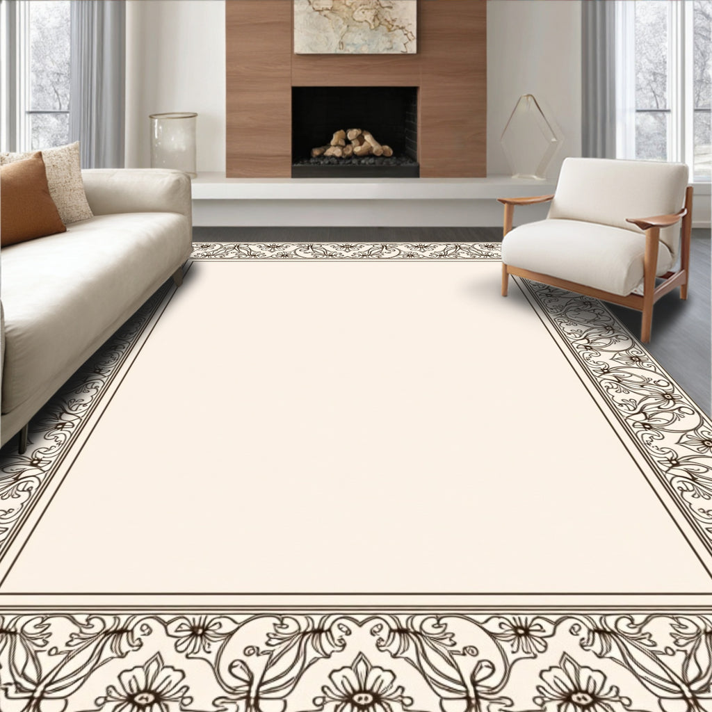 Classic Floral Vine Border Art Rug