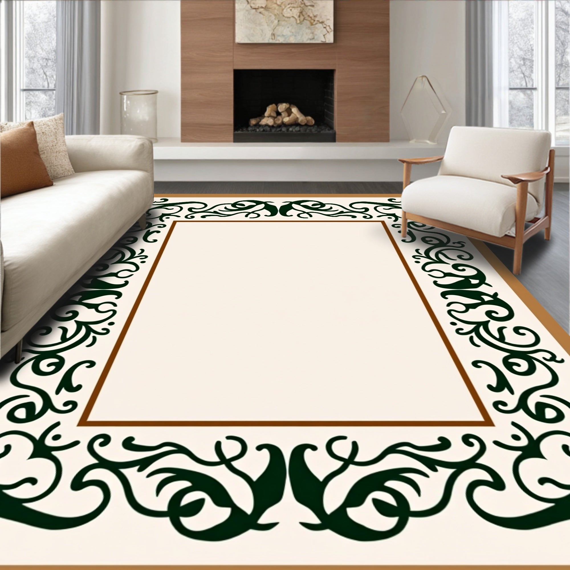 Elegant Scrollwork Arabesque Style Rug