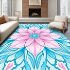 Pink and Turquoise Lotus Mandala Design Rug