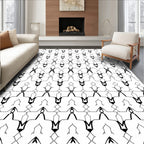 Geometric Black White Abstract Pattern Rug