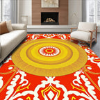 Bold Retro Sunburst Damask Rug