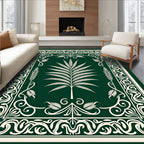 Ornate Green Fern Pattern Rug